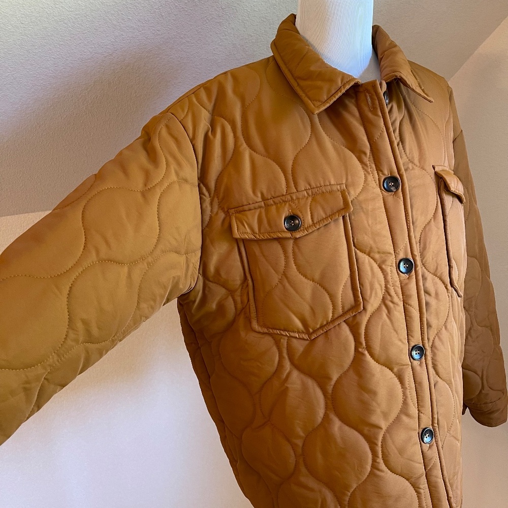 Staccato Camel Colored Collared Button Closure Qu… - image 3